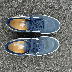 Vans Navy Suede Low-Top Sneakers with White Stripe